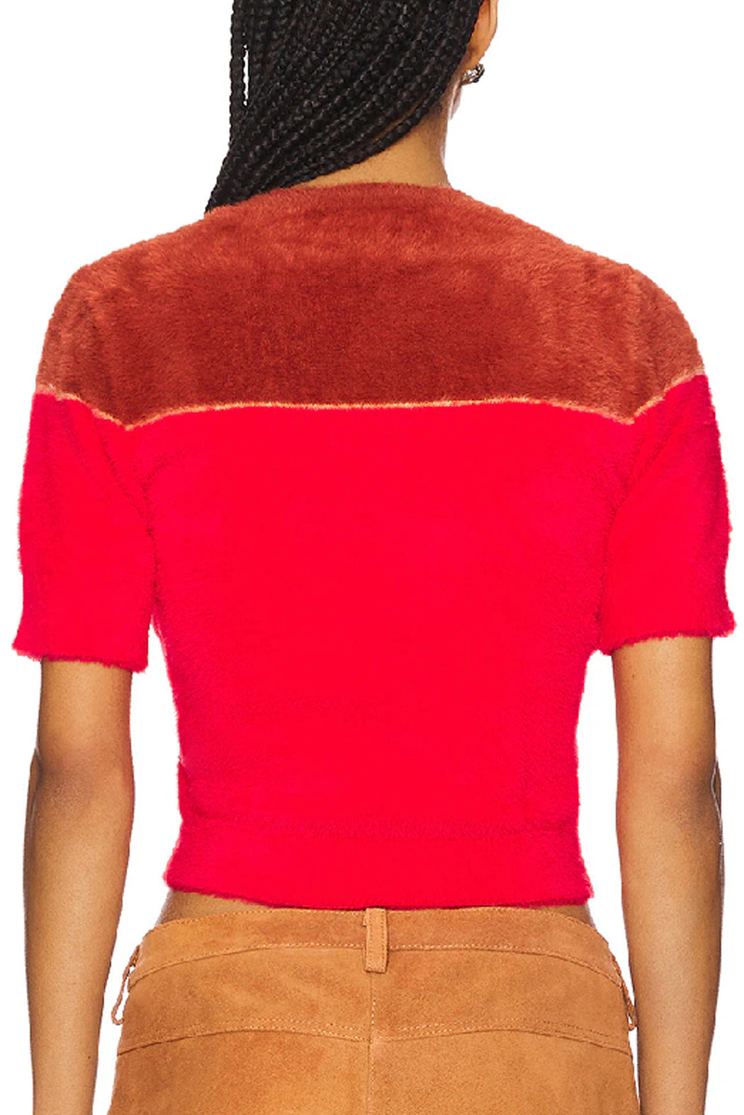 FUZZY SHORT SLEEVE ICON SWEATER